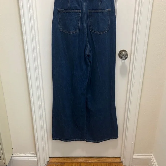 Excellent condition Reformation Denim Zip-Front Jumpsuit with Belt - Picture 6 of 6